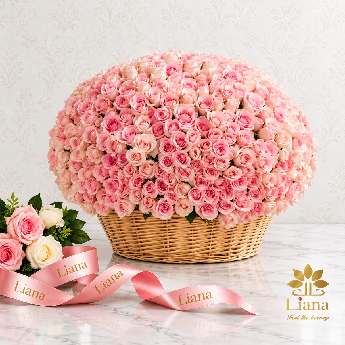 600 PINK ROSE BASKET