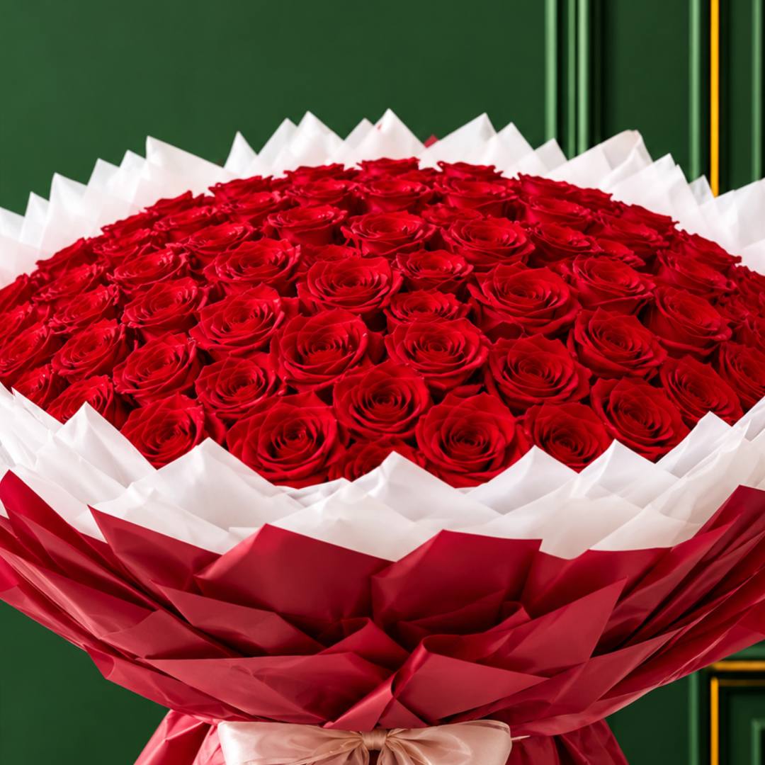 CRIMSON GRANDEUR 150 ROSES