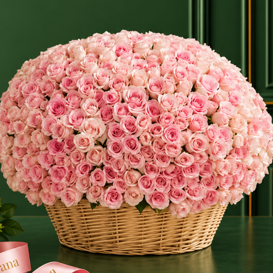 600 PINK ROSE BASKET